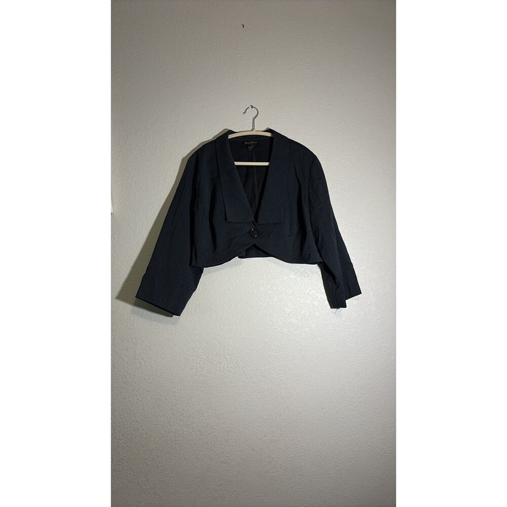Ashley Stewart Cropped Pinstripe Bolero Jacket Size 16